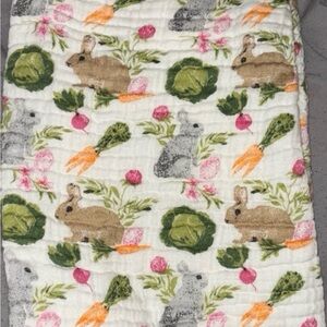 Adorable Bunny and Vegetable Print set of kitchen towels